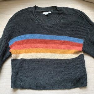 AE Striped Forrest Green Cropped Sweater